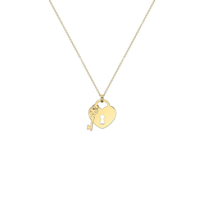 9ct Yellow Gold Padlock & Key Necklace