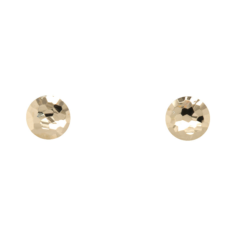 9ct Yellow Gold Hammered Round Stud Earrings