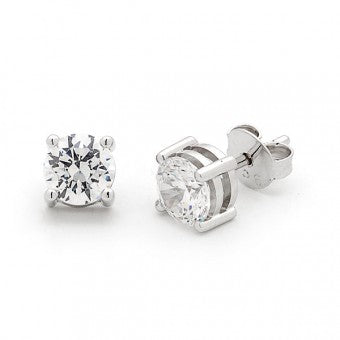 Diamond stud earrings set in 9ct white gold