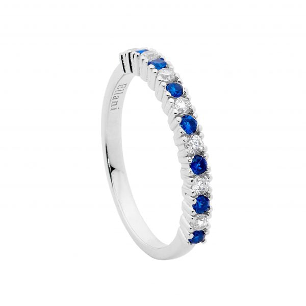 Sterling Silver Blue & White CZ Band