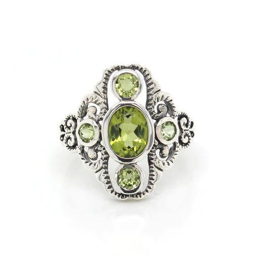 Silver Bohemian Style Ring With Peridot