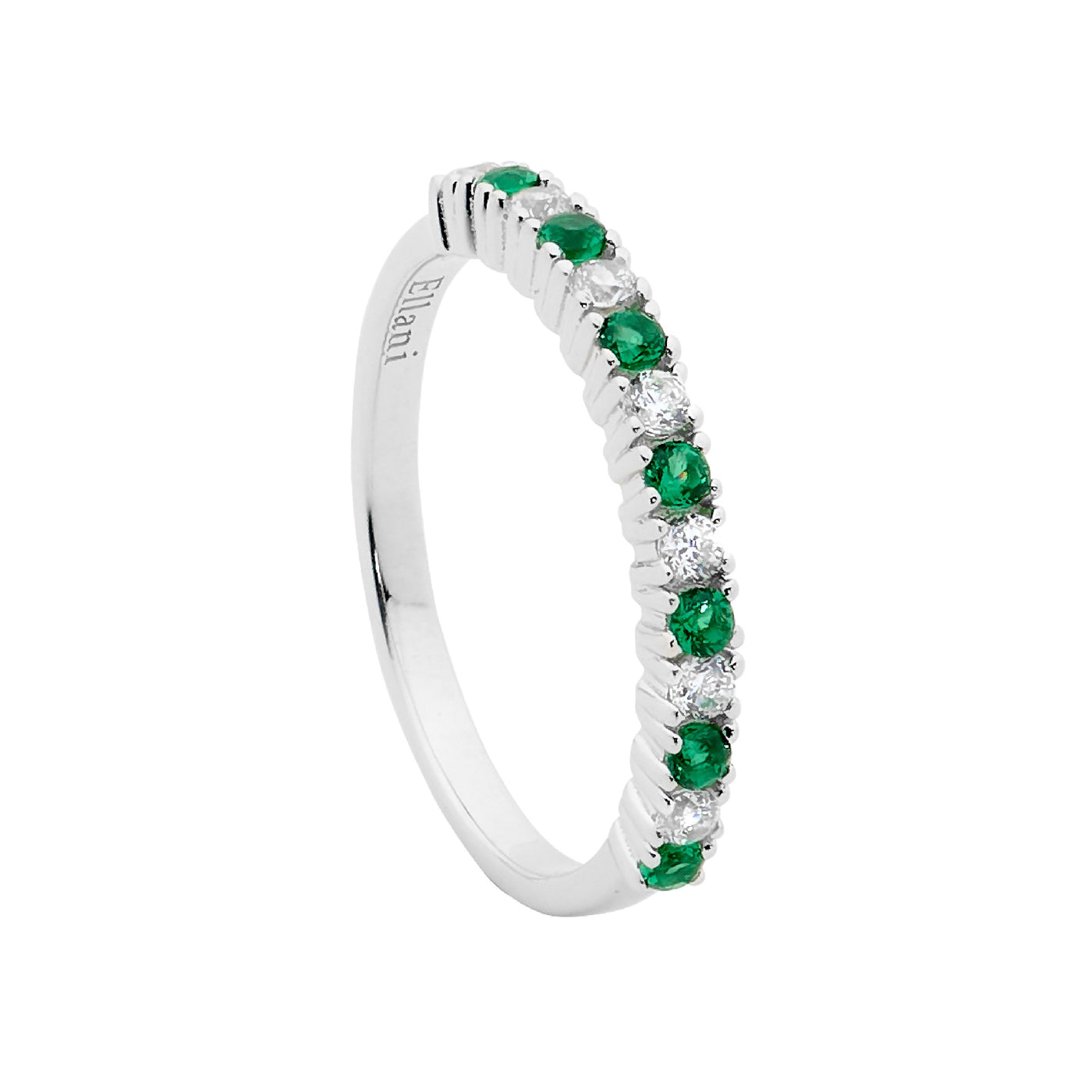 Green & White Eternity Style Ring with CZ