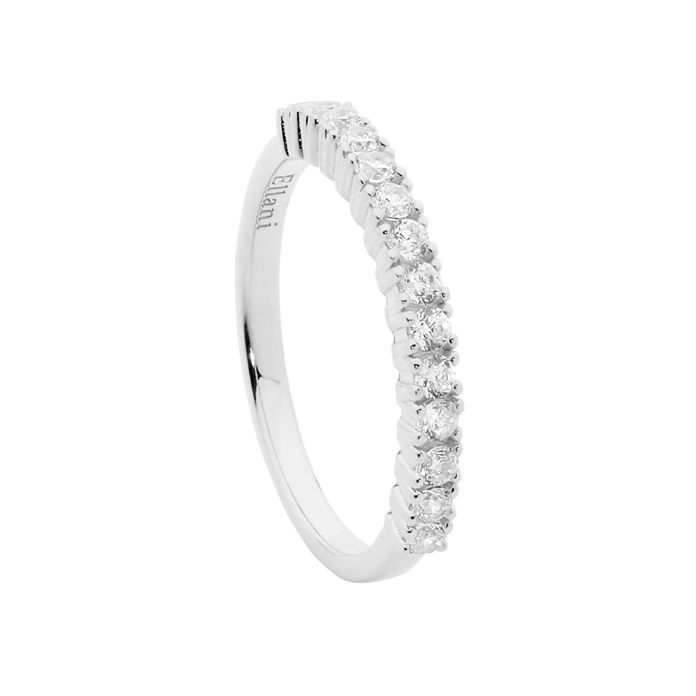 Single Row Cubic Sterling Silver Zirconia Band
