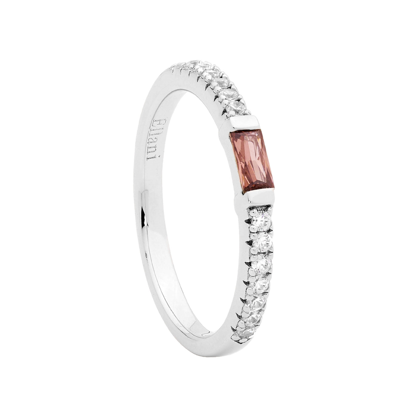 Stackable Silver Ring with Rhodolite CZ