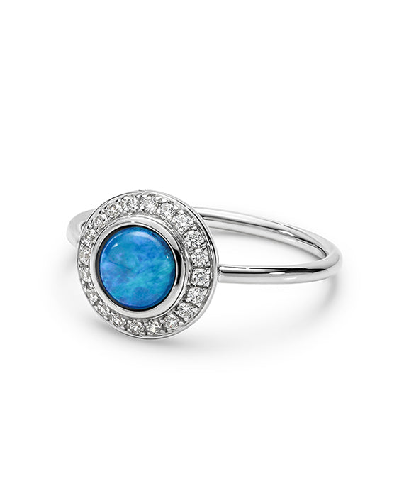 Sterling Silver Light Solid Opal Dress Ring
