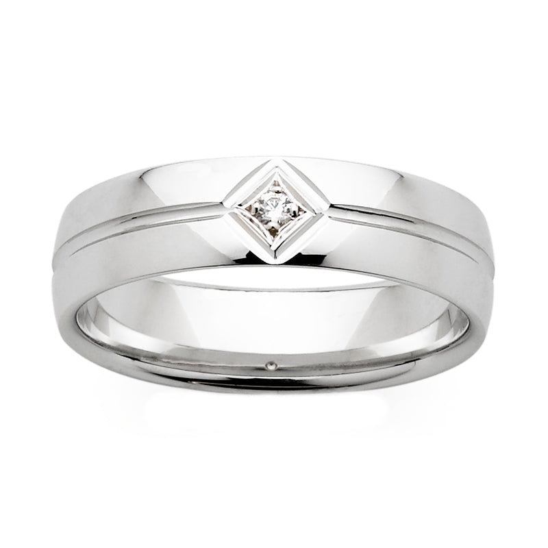 Gents Sterling Silver & CZ Band