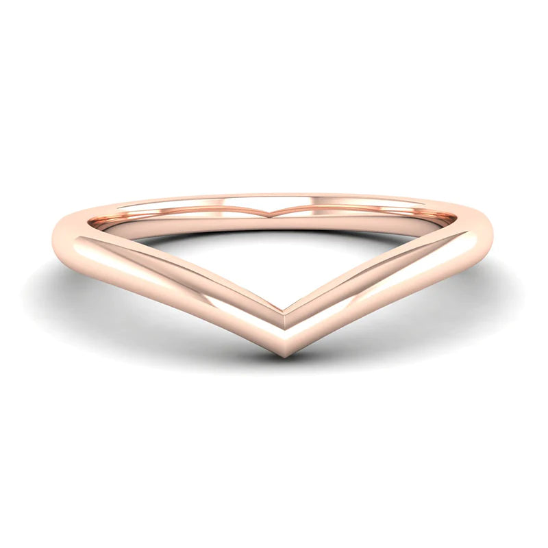 9ct Rose Gold Polished V-Shape Ring - Stacker