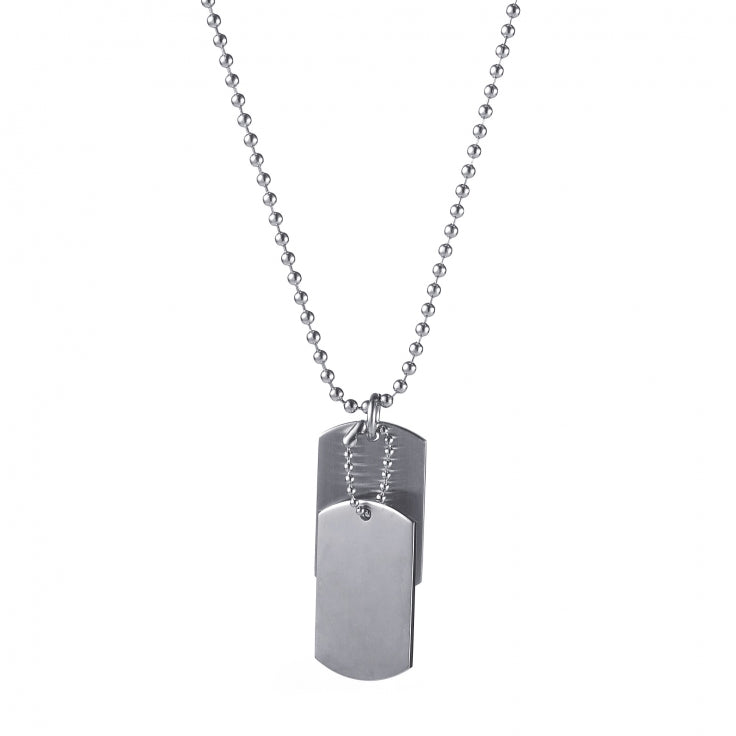 Brushed Stainless Steel Double Dog Tags