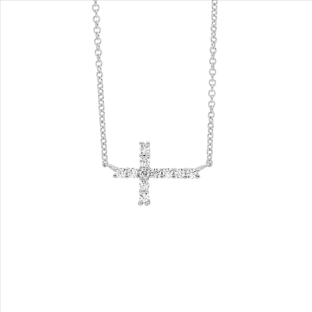 Sterling Silver Sideways Cross Necklace