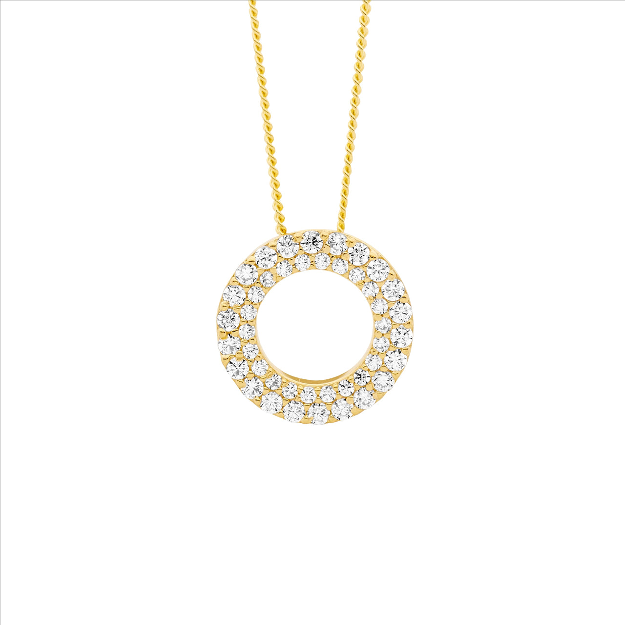 Gold Plate Double Circle Necklace