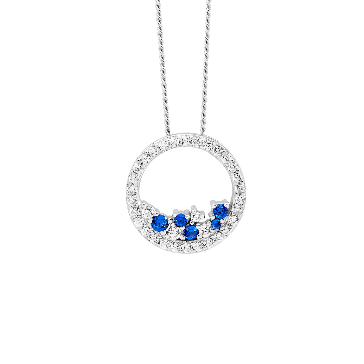Open Circle Necklace with Blue CZ
