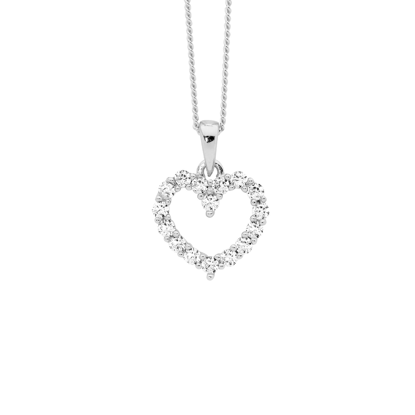 Open Heart Necklace with Cubic Zirconia