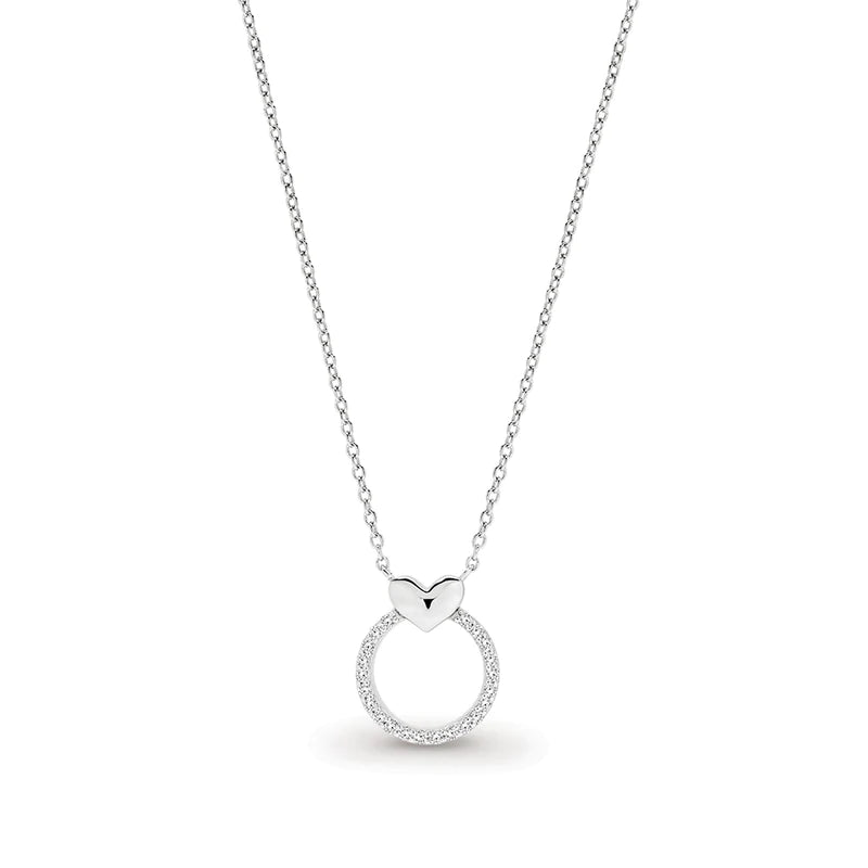 Circle Heart Necklace with Cubic Zirconia
