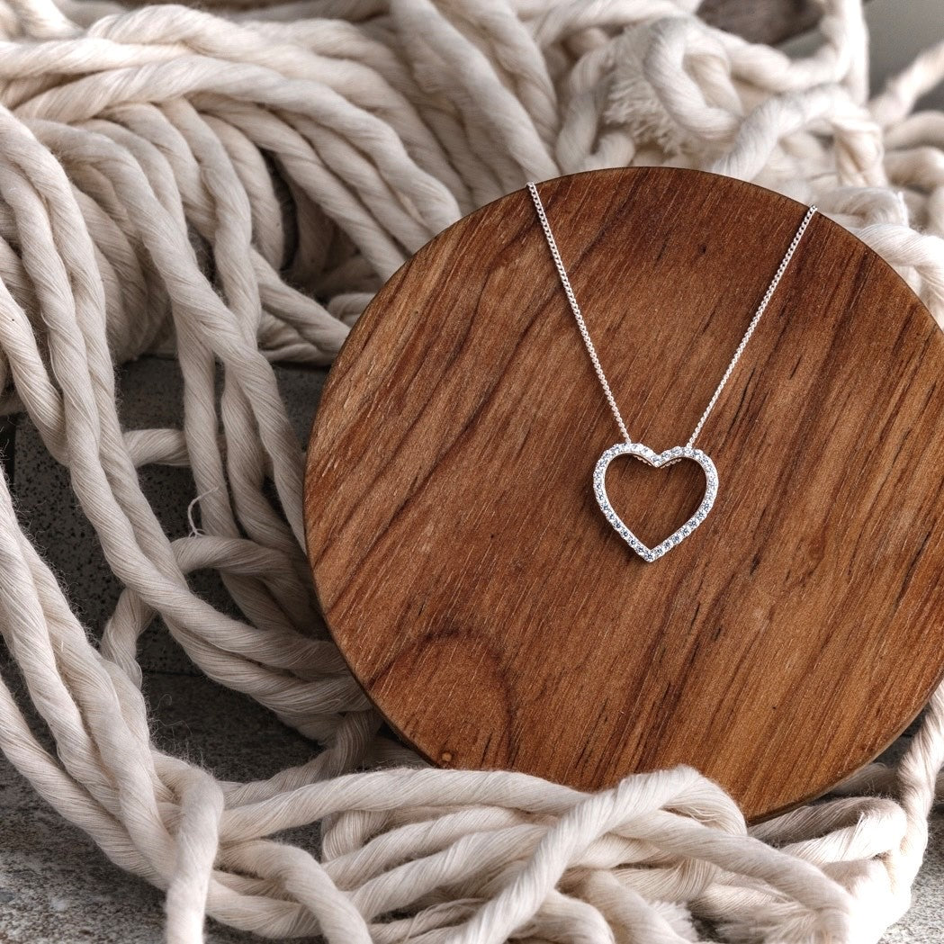 Sterling Silver Cutout Heart Necklace