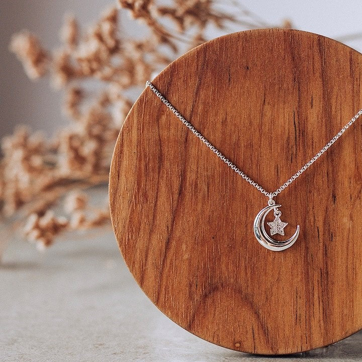 Sterling Silver Moon & Star Necklace