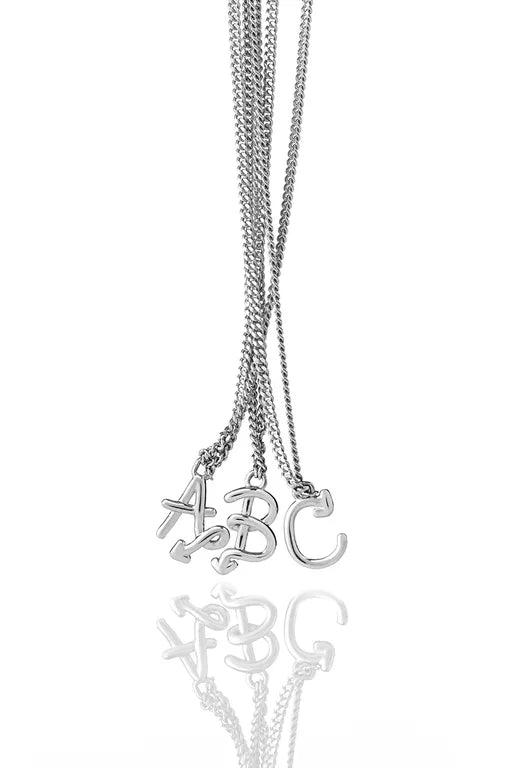 Single Initial Necklace Silver - "M"