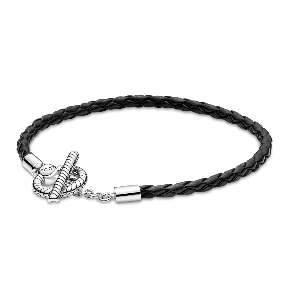 Pandora Moments Braided Leather T-bar Bracelet