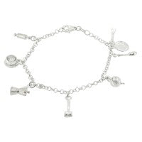 Sterling Silver Kitchen Things Charm Bracelet