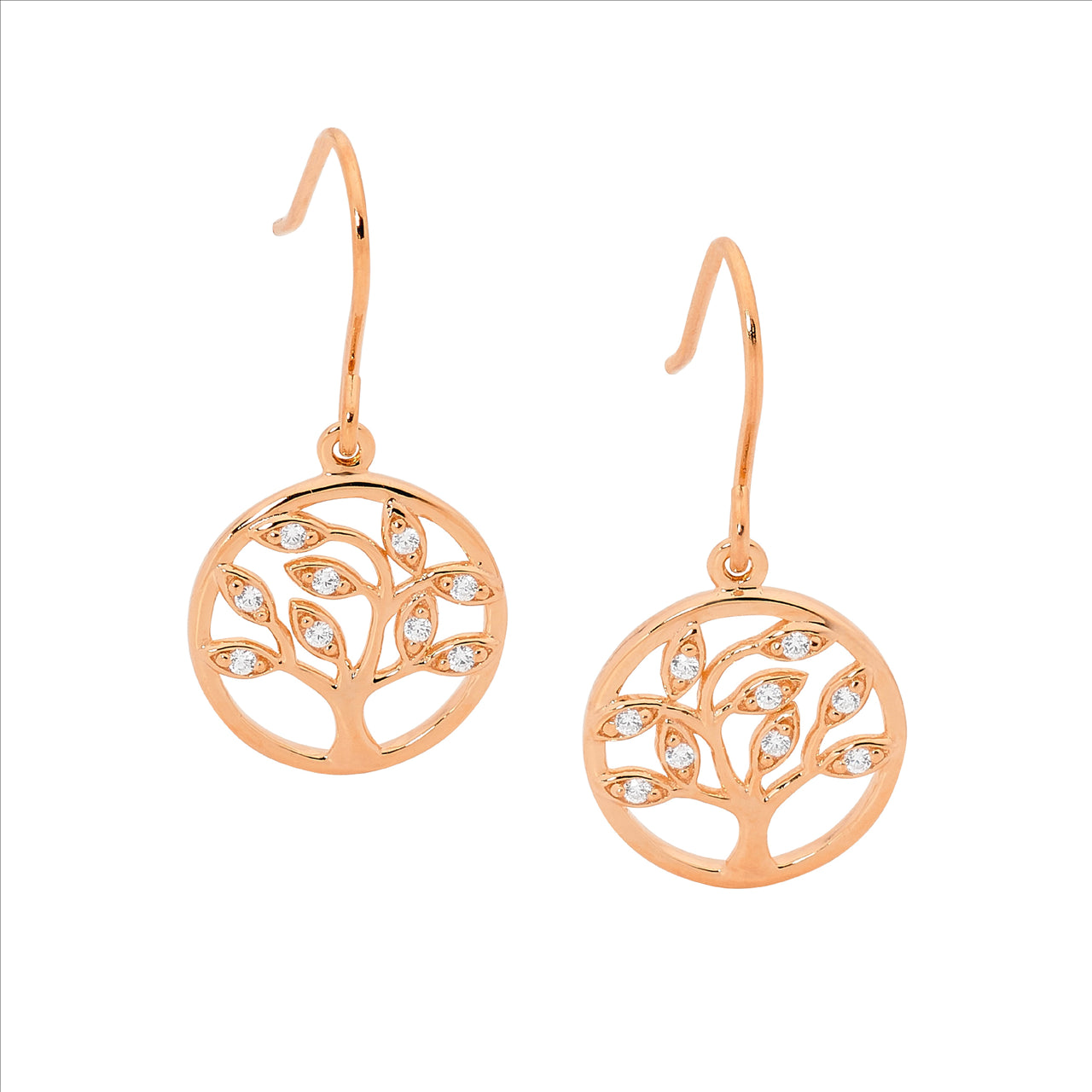 Rose Gold Plate Tree Of Life Earrings