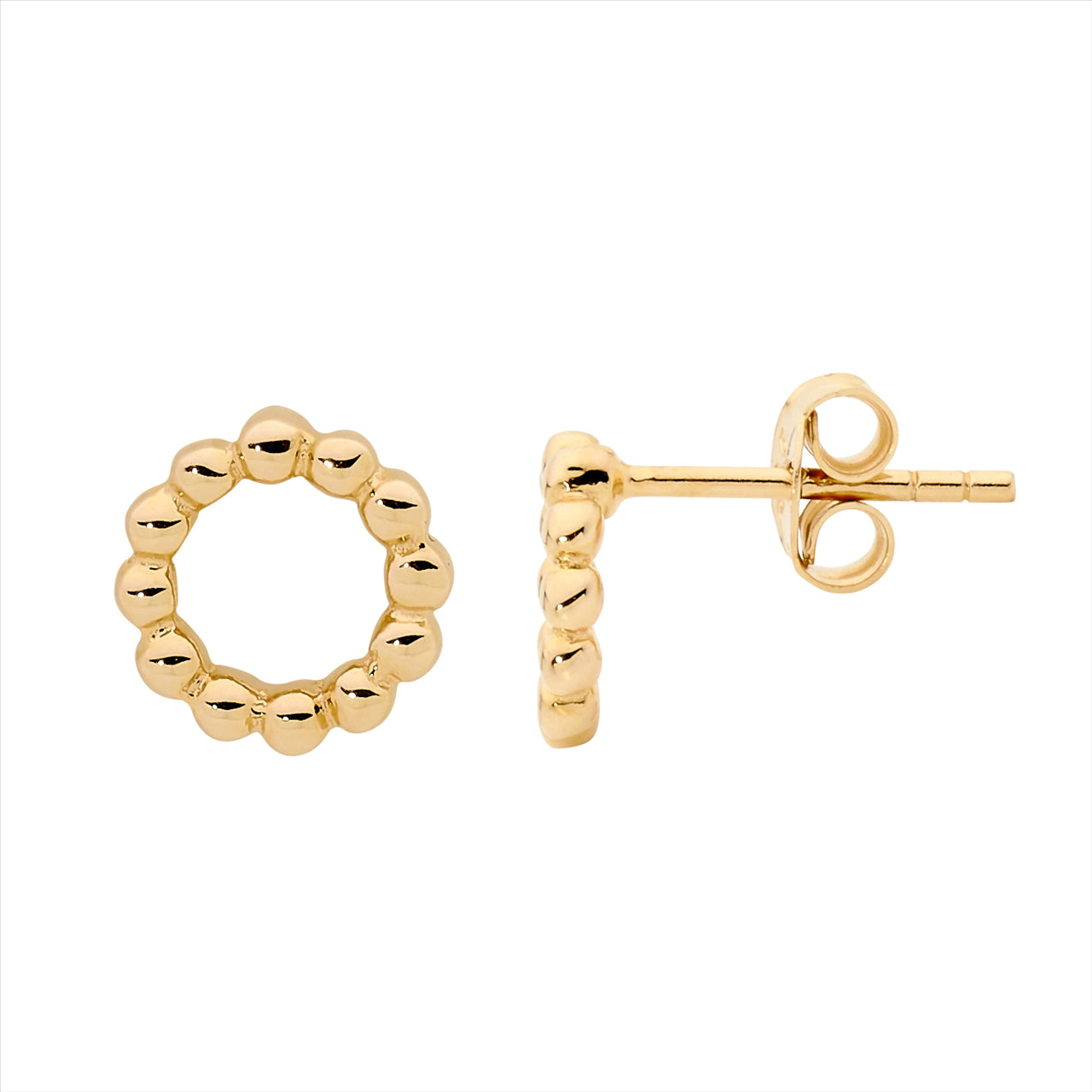 Bubble Open Circle Stud - Gold Plate