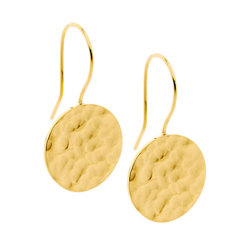 Hammered Effect Disc Drop Earring