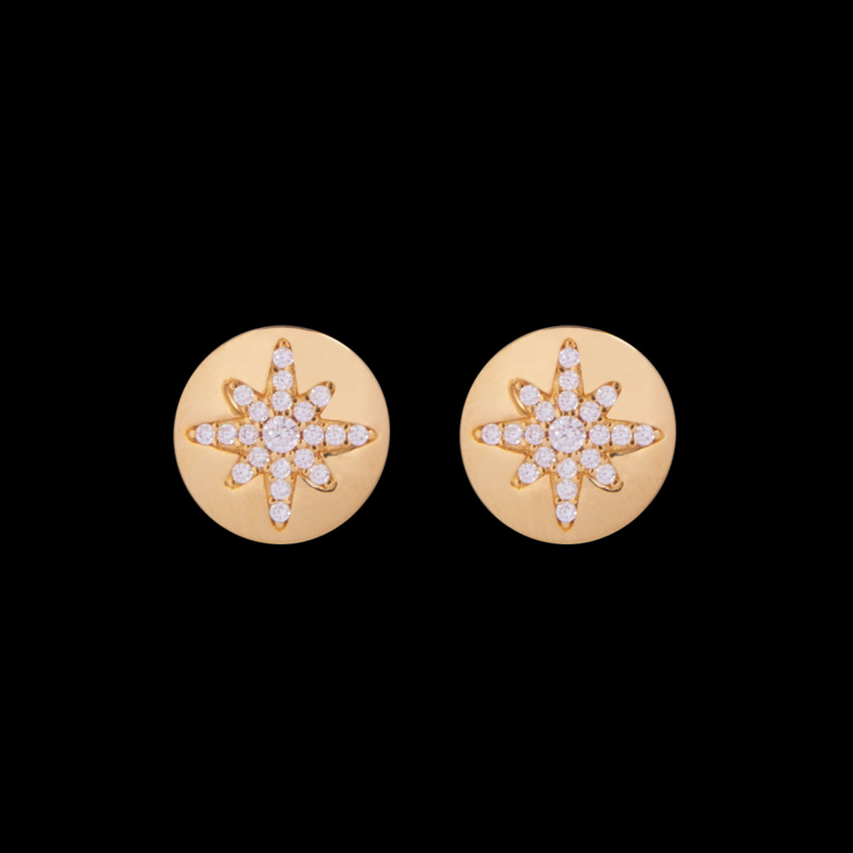 14ct Starburst Button Stud Earrings