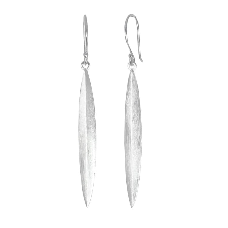 Sterling Flax Leaf Drop Earrings