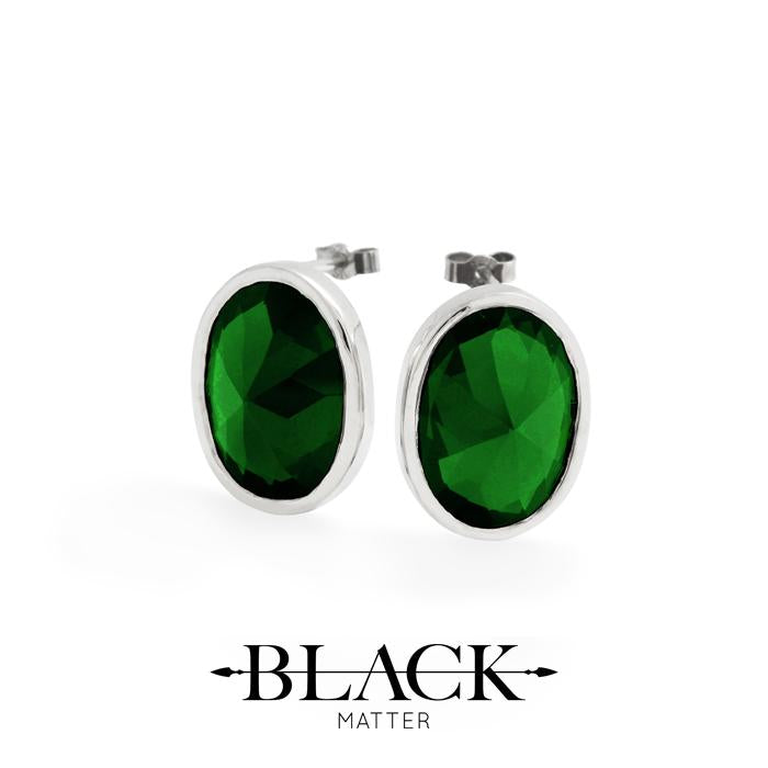 Black Matter After Midnight Green Oval Stud Earrings