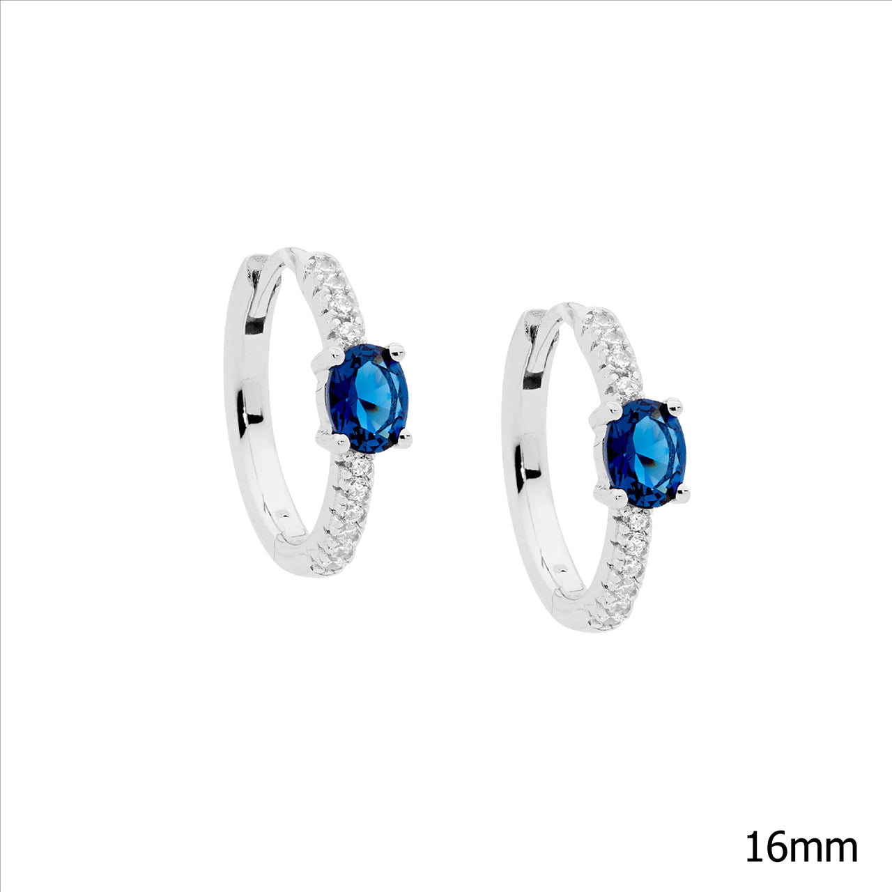 Sterling Silver Hoop Earrings with London Blue Topaz