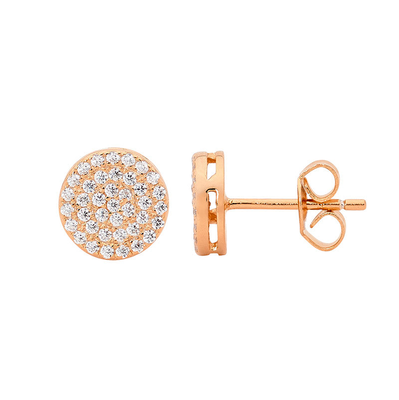 Rose Gold Plate Pave Set Earrings