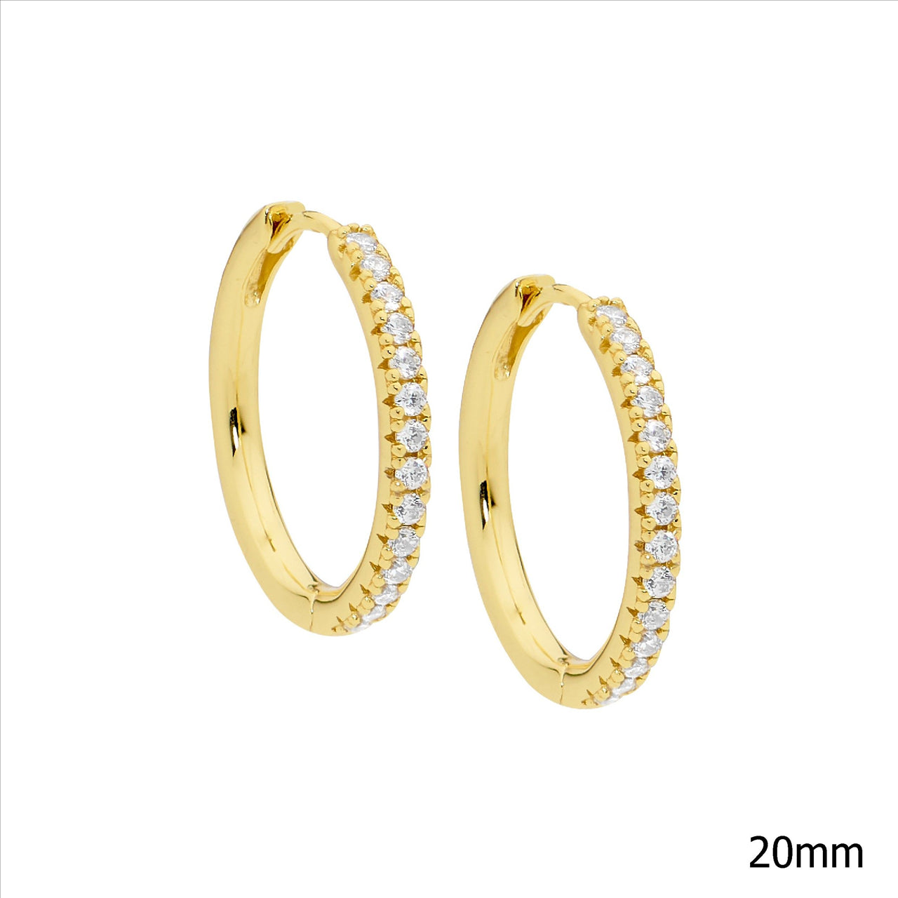 Gold Plate Hoop Earrings with White CZ