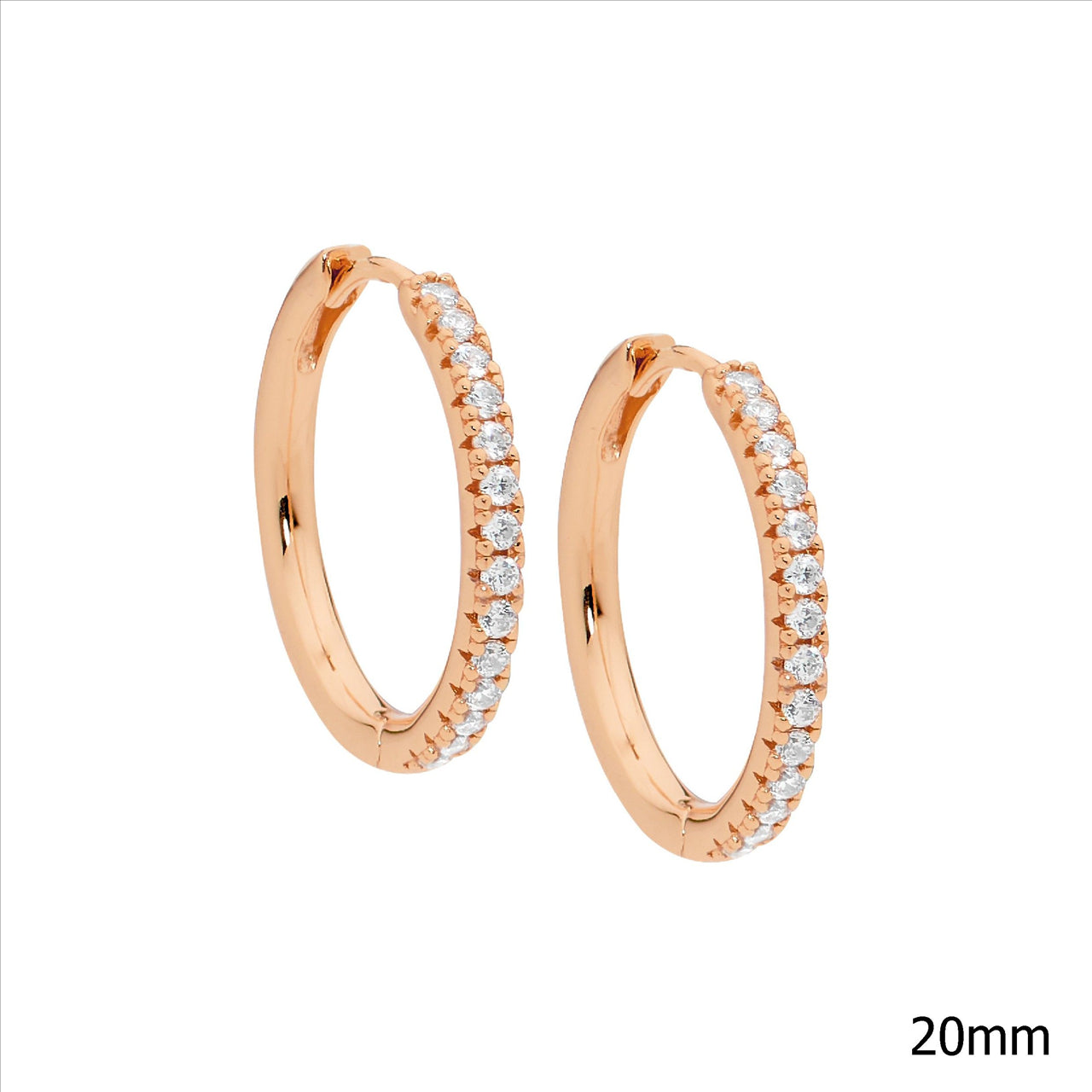 Rose Gold Plate CZ Hoops