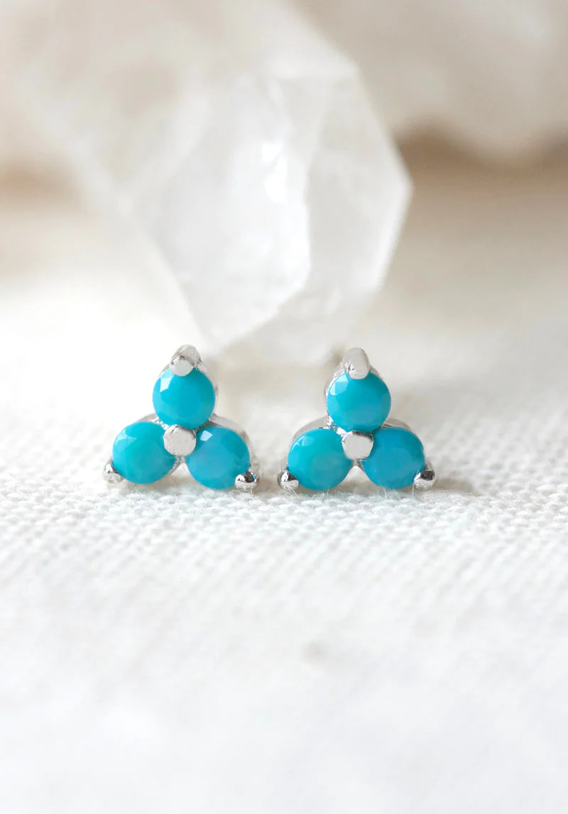 Silver Birthstone Studs - December/Turquoise