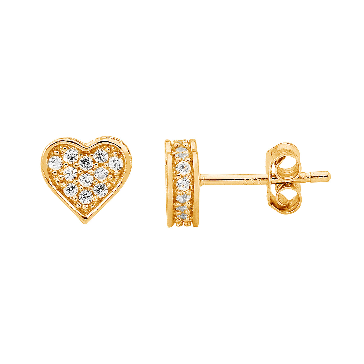 Heart Stud Earrings with 18ct Gold Plating