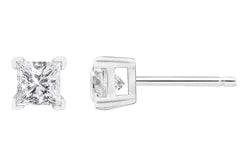 Swarovski Crystal Sterling Silver Princess Cut Earrings