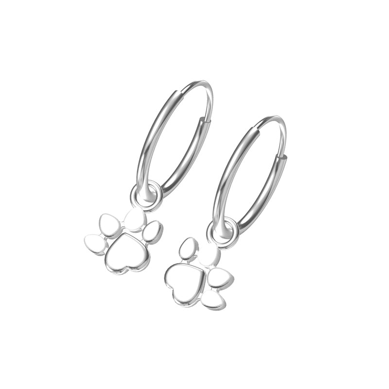 Sterling Silver Paw Print Earrings