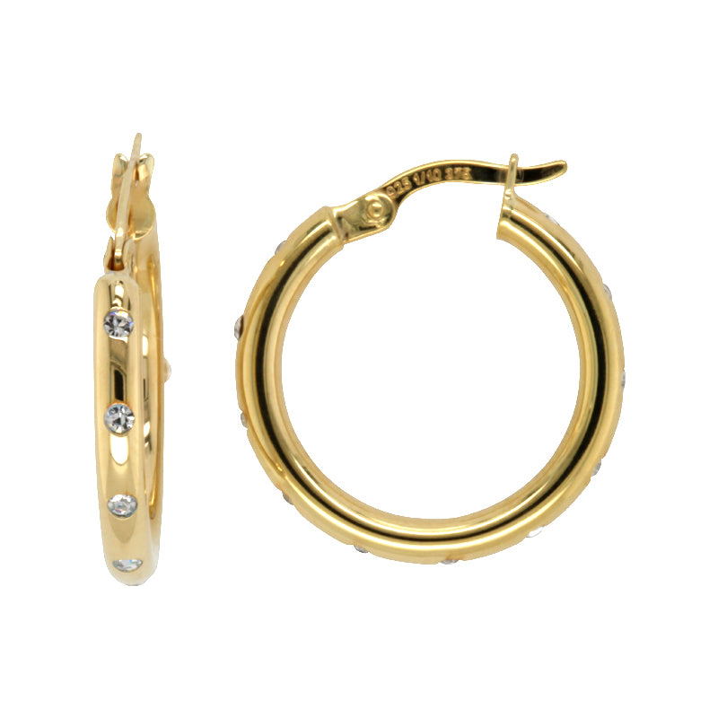 9ct Yellow Gold Silver Filled Cubic Zirconia Hoop Earrings