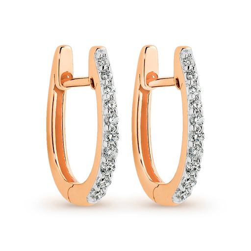 Rose Gold & Diamond Huggie Earrings