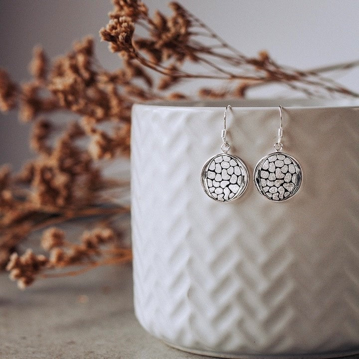 Sterling Silver Pebble Style Drop Earrings