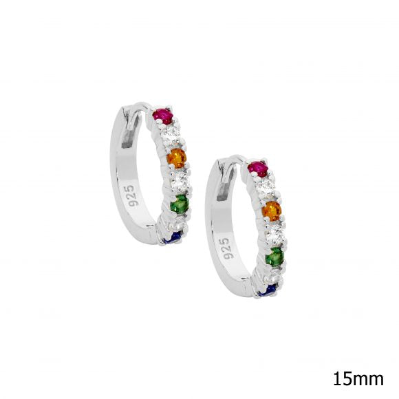 Sterling Silver Multi Colour CZ Hoops