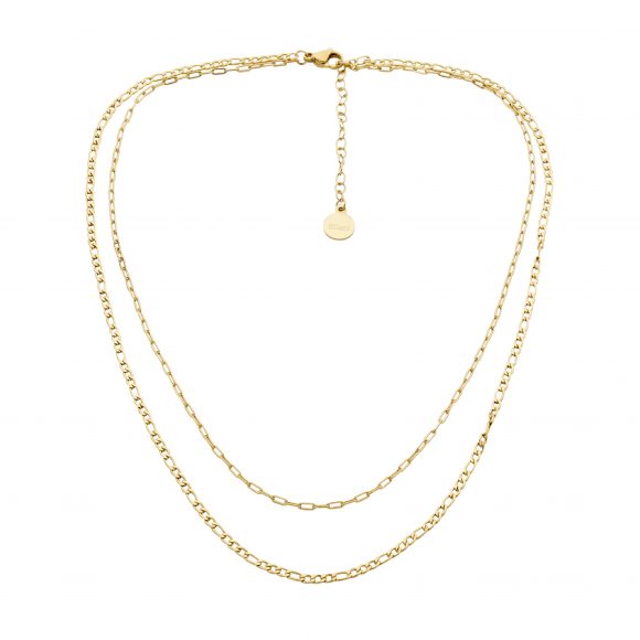 Gold Plate Steel Double Row Chain Necklace